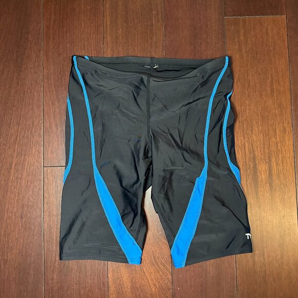 TYR Men’s Swim Jammer – Black with Blue Accents – Size M/L - Picture 1 of 8